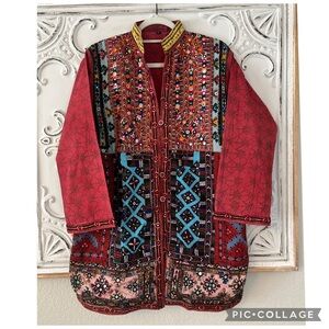 Embroidered Red and Blue Women's Jacket